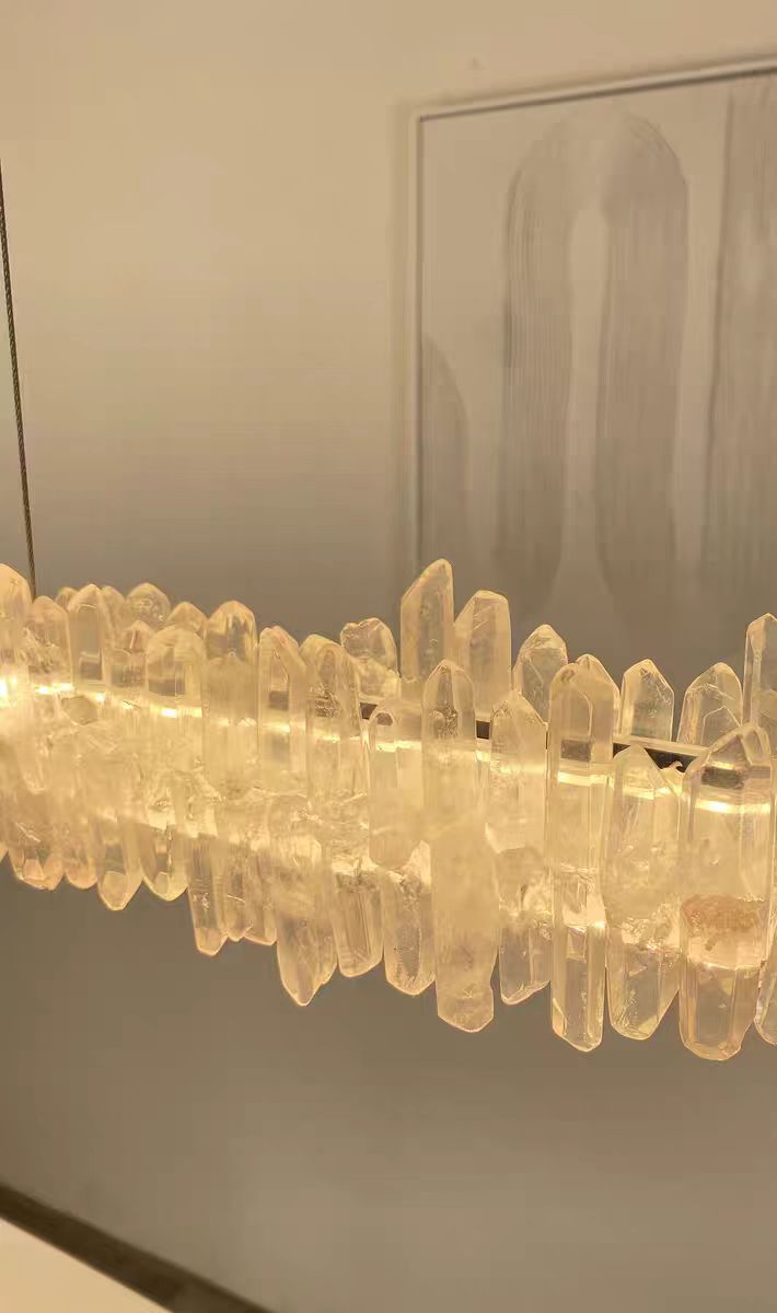 Modern Style Linear Natural Crystal Chandelier - view 8