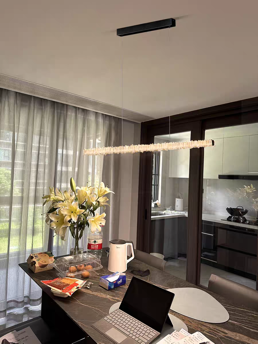 Modern Style Linear Natural Crystal Chandelier - view 3
