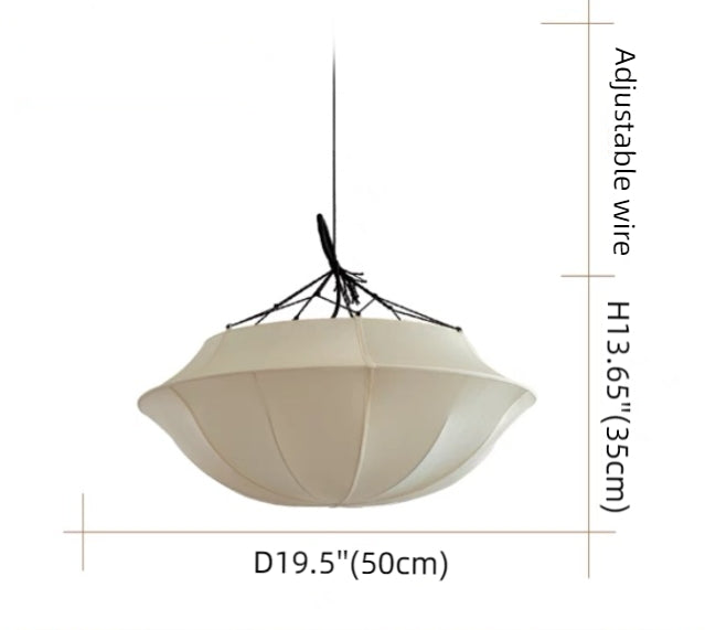 Vintage French Style Cream White Silk Umbrella Chandelier - view 6