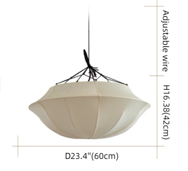Vintage French Style Cream White Silk Umbrella Chandelier - view 7