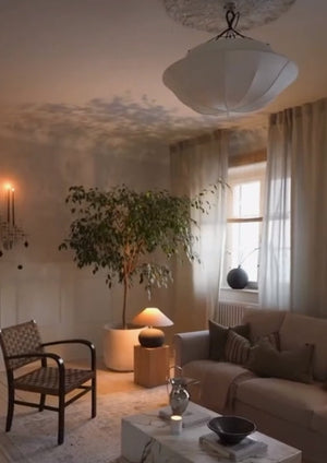 Vintage French Style Cream White Silk Umbrella Chandelier - view 3