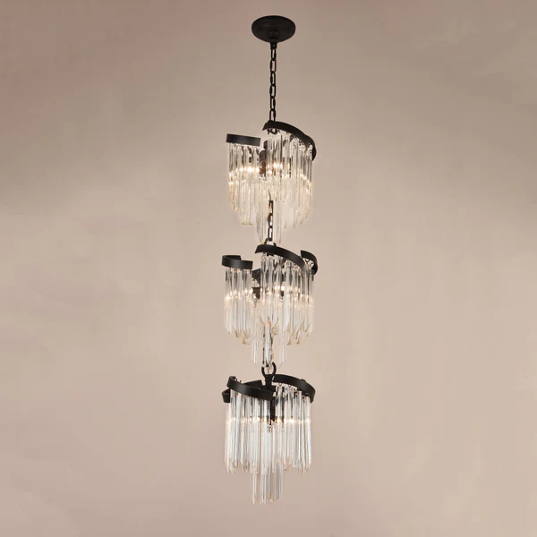 Louis Flower 3-Tier Crystal Round Chandelier, three-tier - view 2