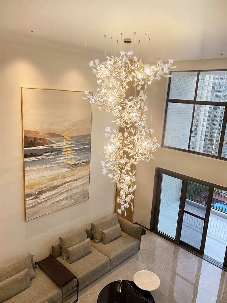 Ceramic Ginkgo Staircase  Long Branch Chandelier - RHL