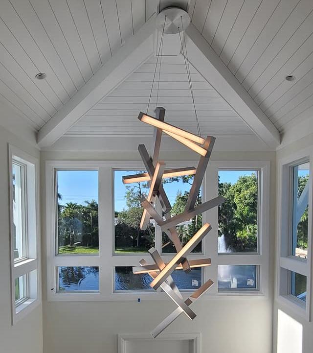 Modern Vertical Geometric Aluminum Chandelier for Staircase/Foyer/High-ceiling - view 3