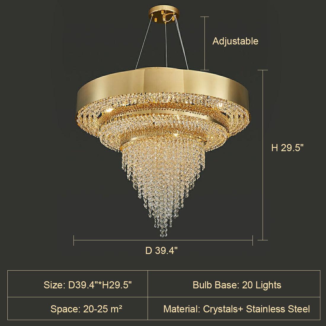 Decorative Gold Round Crystal Living Room Chandelier Light Oval Pendant Lamp For Dining Room Kitchen Table - view 10