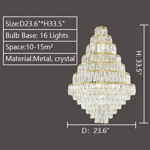 Extra Large Decorative Crystal Chandelier Foyer Hall Ceiling Light Fixture For Staircase In Gold/ Chrome - view 11