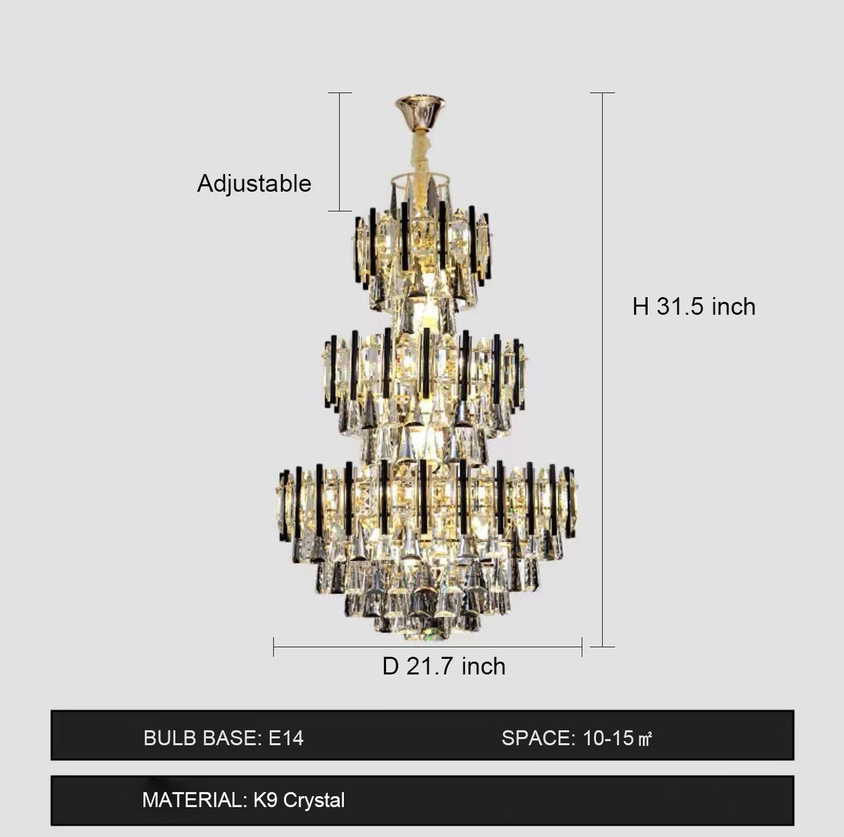 Foyer 3 Layers Extra Large Crystal Chandelier For Living Room Staircase Ceiling Lighting Fixture - view 11
