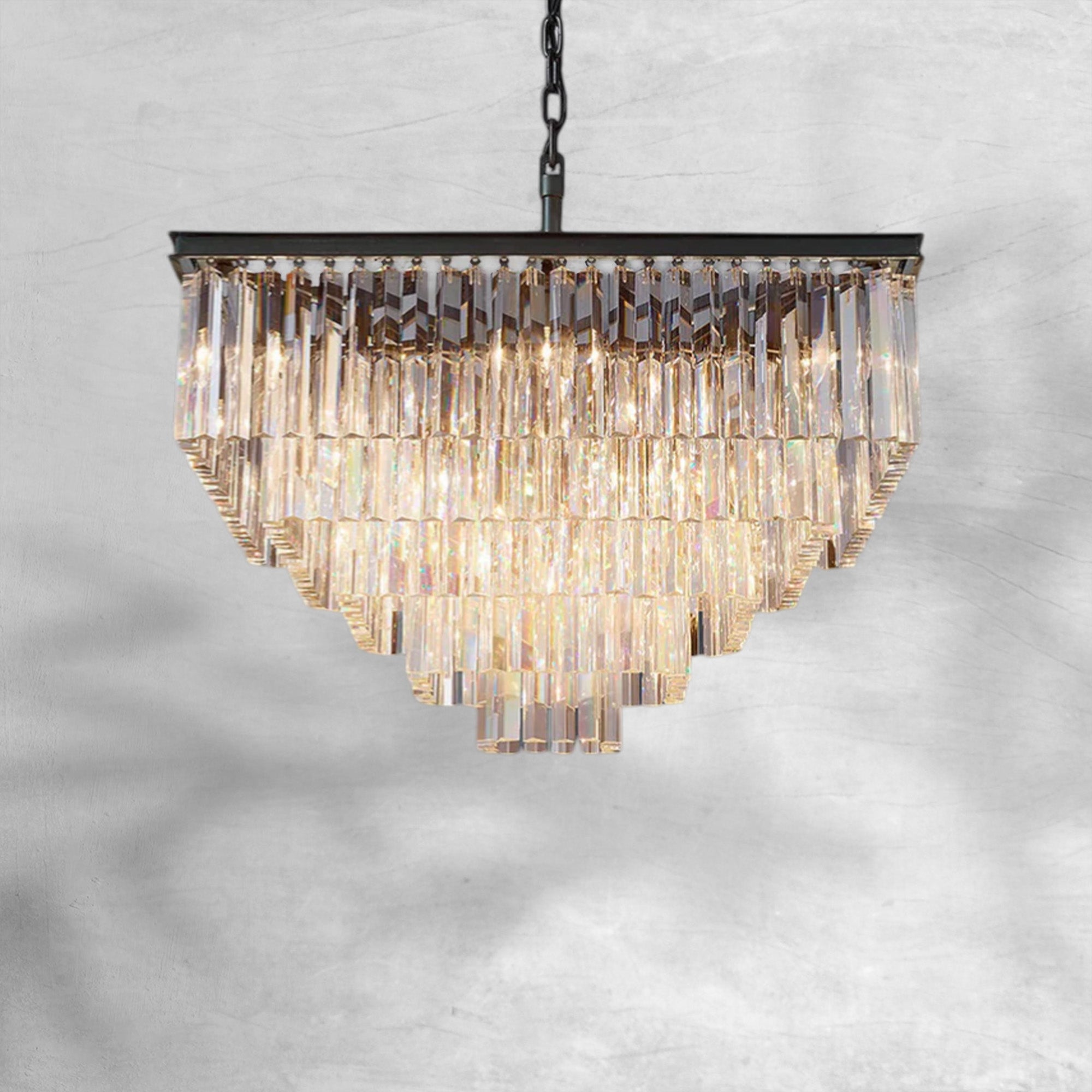 1920s Orion Art Deco Square Chandelier 34"
