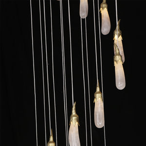 24 Rock Crystal Long-eggplants Modern Chandelier 138 Inch Long Staircase Chandelier, in brass - view 2