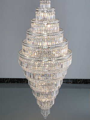 Chrome Extra Large Crystal Chandelier for Foyer Staircase Living Room Entrance Ceiling Light Fixture In Silver - view 17