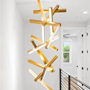 Modern Vertical Geometric Aluminum Chandelier for Staircase/Foyer/High-ceiling