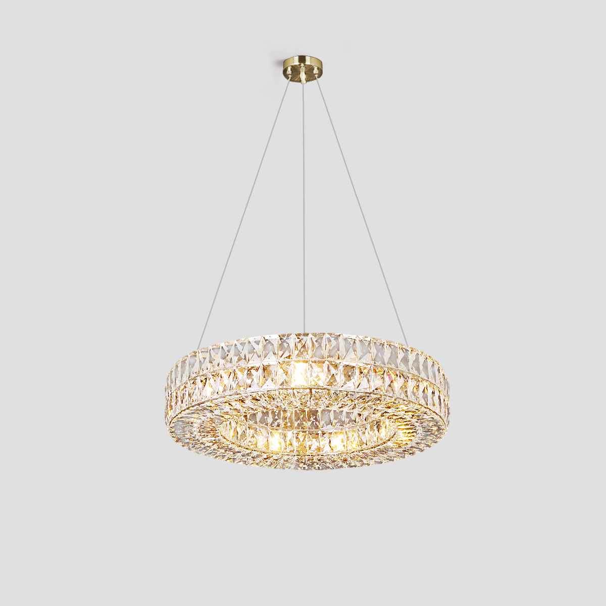 Round Halo K9 Crystal Ring Chandelier - view 10