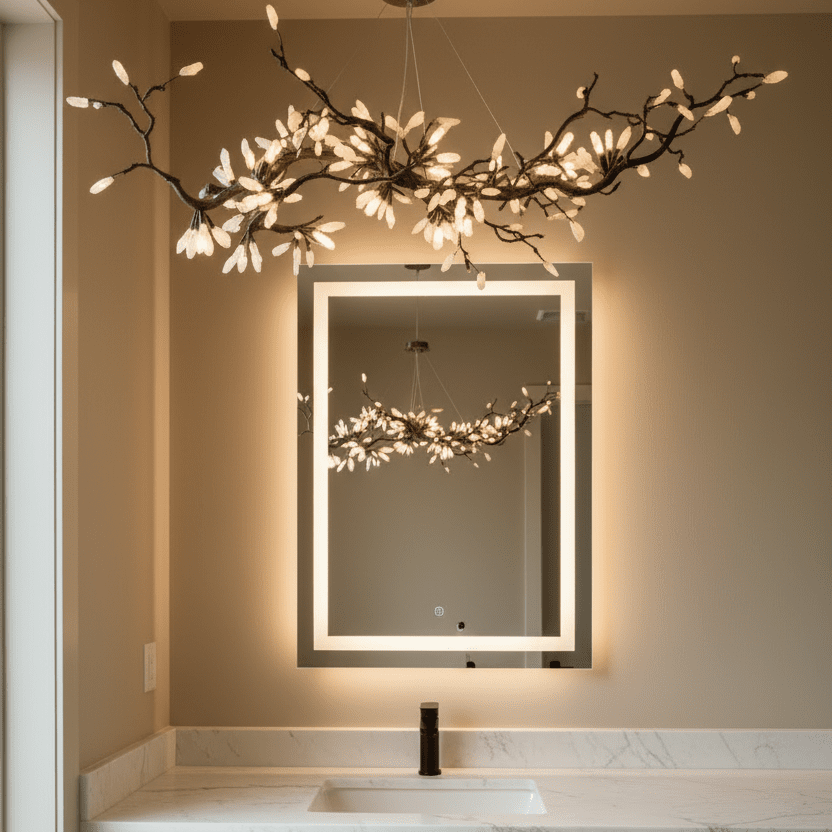 Selenite Crystal Blossom Branching Tree Chandelier - view 4
