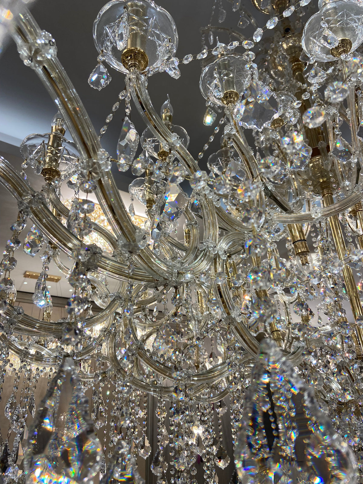 Extra Large Elegant Crystal Chandelier in Branch Style with Candle Layers for Stairs Living Room and Foyer - view 3