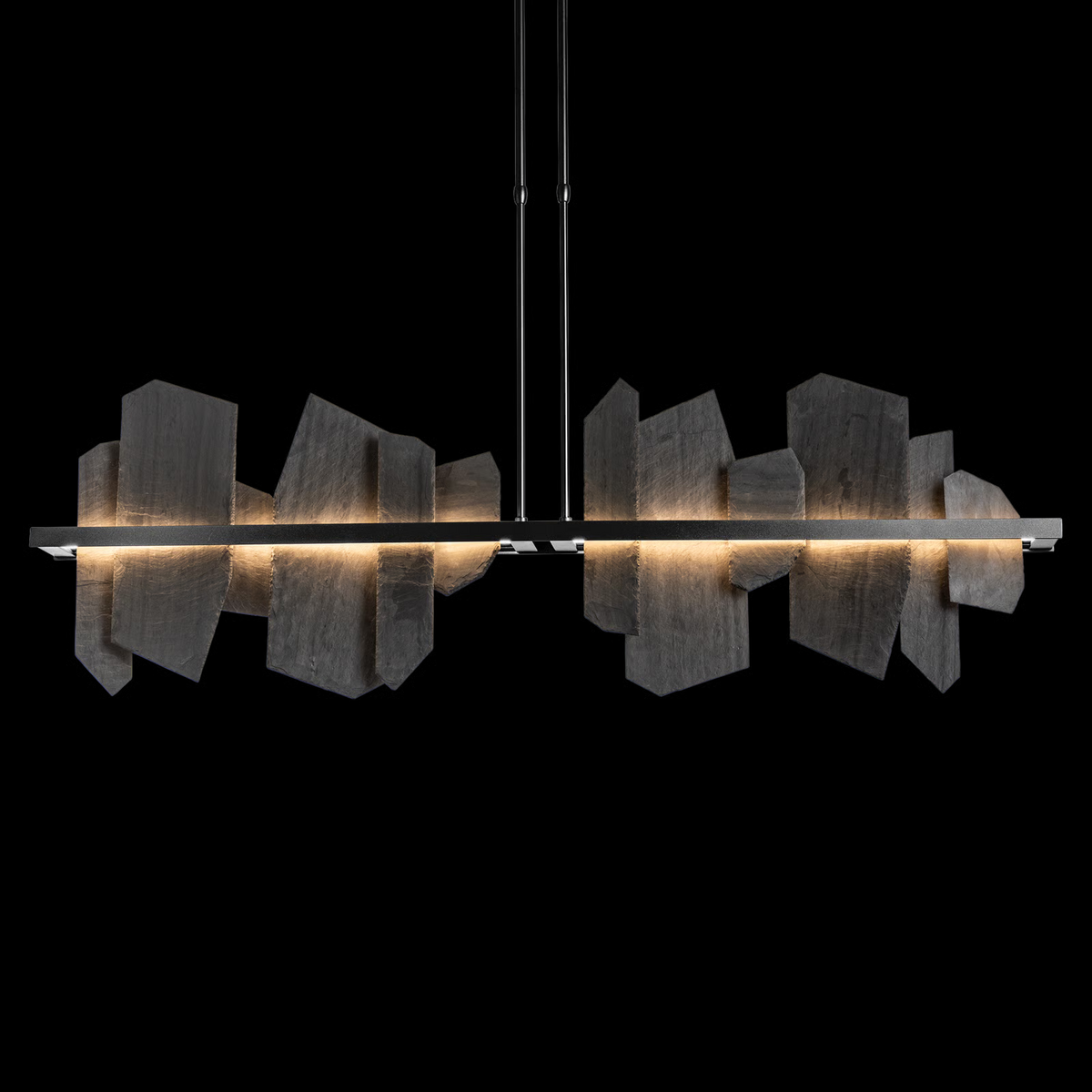Thalassa Large Hand Made Slate and Steel Linear Chandelier - view 3