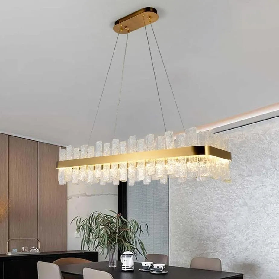 Flake Long Crystal Rectangle Golden Lamp Body Modern Chandelier 32"/40", rectangular - view 4
