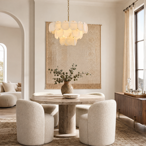 26" Natural Alabaster Round Chandelier