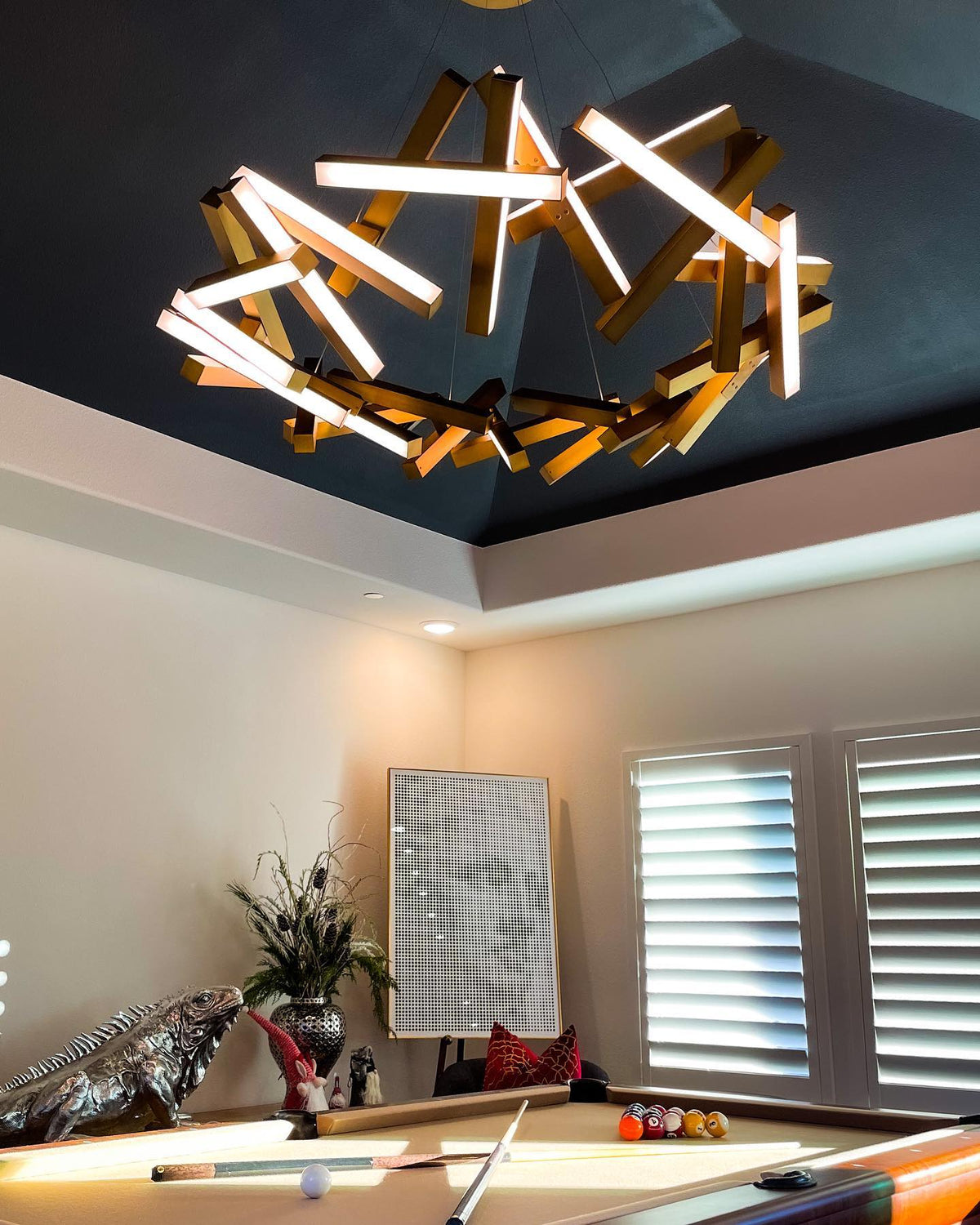 Modern Round/Linear Geometric Aluminum LED Chandelier for Dining Room/Bedroom - view 13