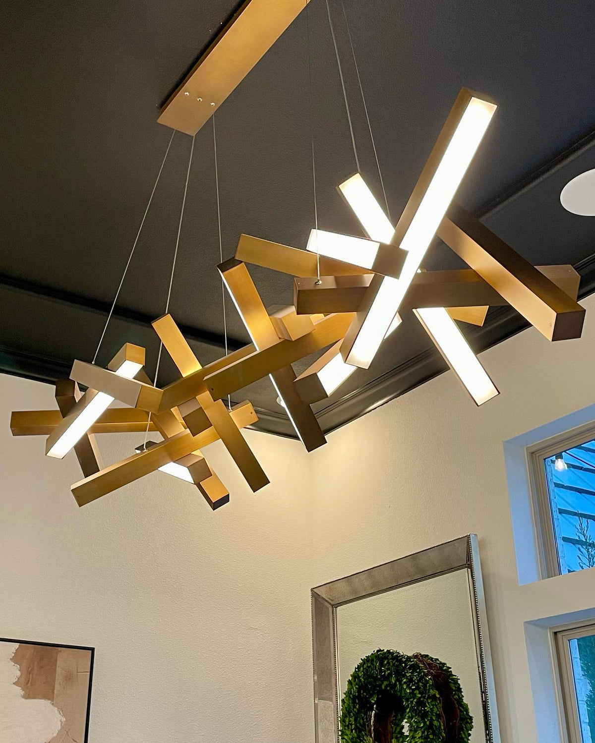 Modern Round/Linear Geometric Aluminum LED Chandelier for Dining Room/Bedroom - view 15