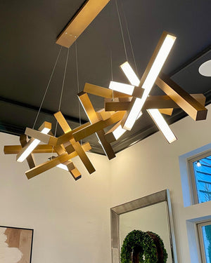 Modern Round/Linear Geometric Aluminum LED Chandelier for Dining Room/Bedroom - view 15