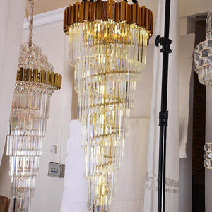 Luxury Gold Spiral Crystal Chandelier for Staircase/Foyer/Entryway - view 7