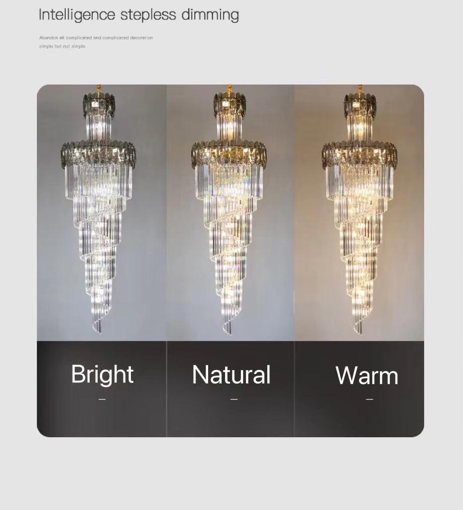 Luxury Extra Large Foyer Spiral Staircase Chandelier Long Crystal Ceiling Light Fixture For Living Room Hall Entrance - view 13