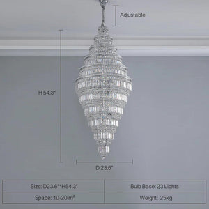 Chrome Extra Large Crystal Chandelier for Foyer Staircase Living Room Entrance Ceiling Light Fixture In Silver - view 18