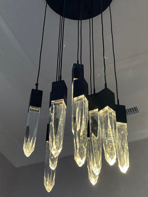 Modern Light Luxury Round/Rectangle Ceiling Pendant Light in Black Finish for Kitchen Island/ Staircase/Living Room - view 8