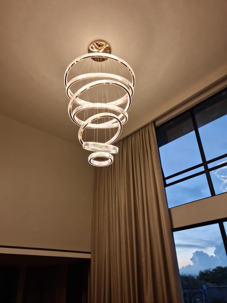 Modern Front Entryway Chandelier 3/4/5/6/7 Rings Crystal Gold/ Chrome Finish Ceiling Lamp - view 5