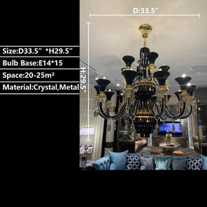 American Traditional Branch Crystal Chandelier with Candle Design in Black and Gold - view 7