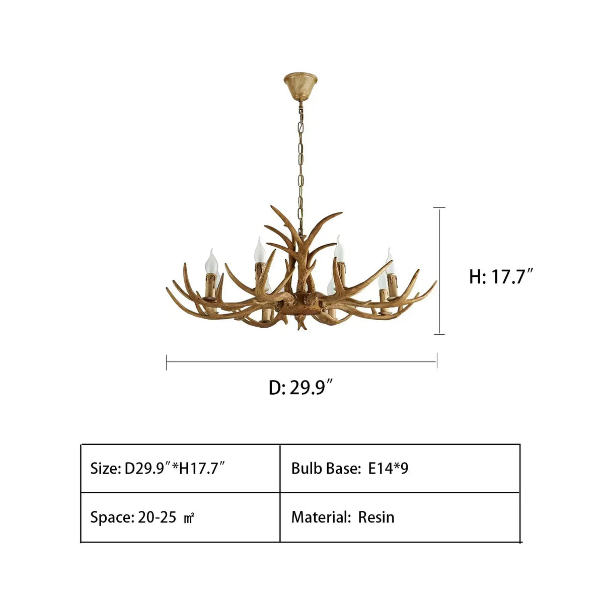 Affordable Vintage Rustic Resin Antler Candelabra Chandelier for Living Room / Restaurant / Cafe / Bar - view 20