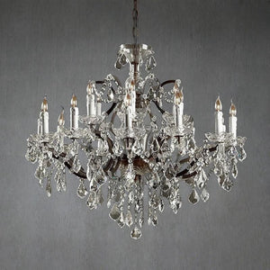 19th C.Rochelle Iron & Crystal Round Chandelier 33" - view 2