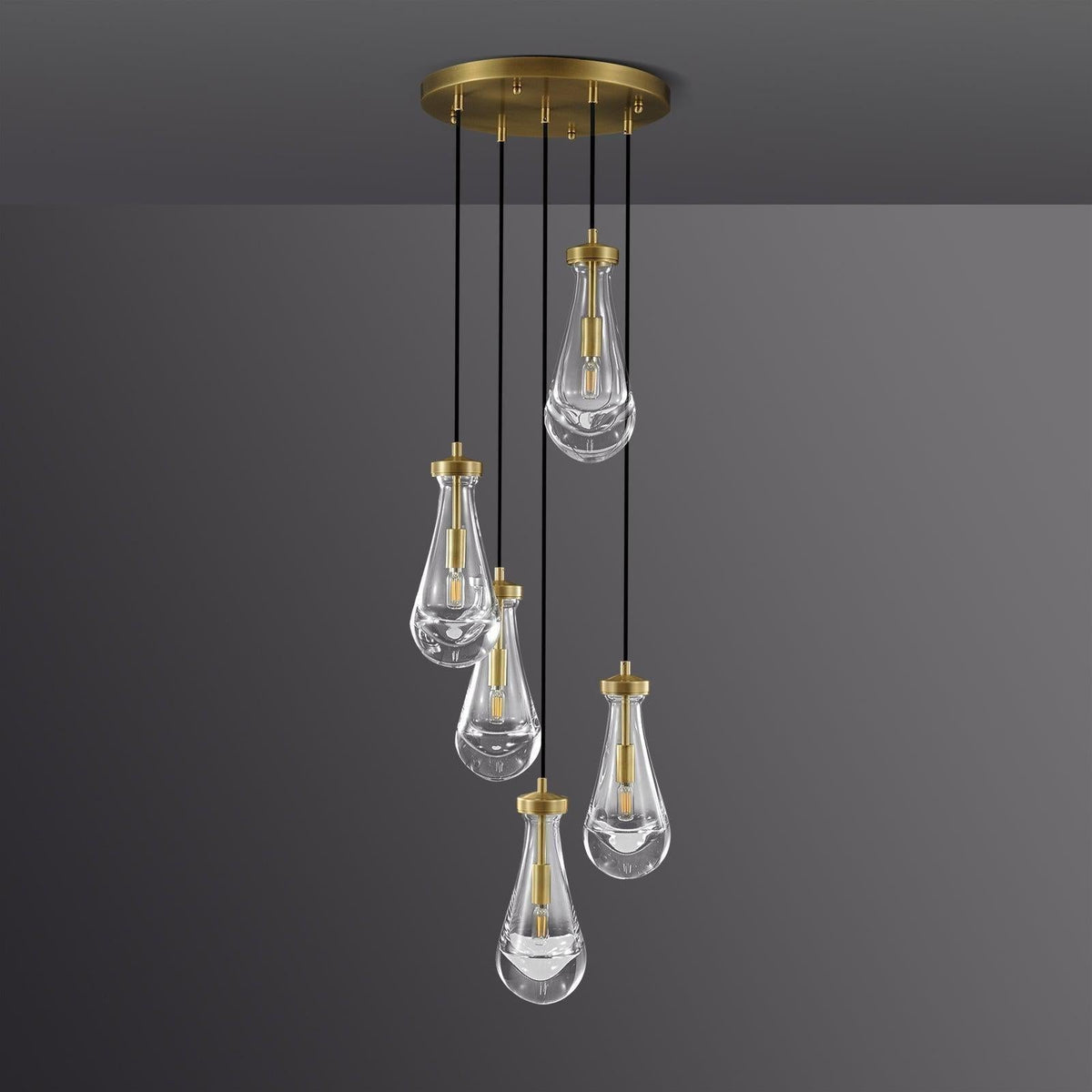 Raindrop Round Chandelier 5 Lights 14"D - view 3