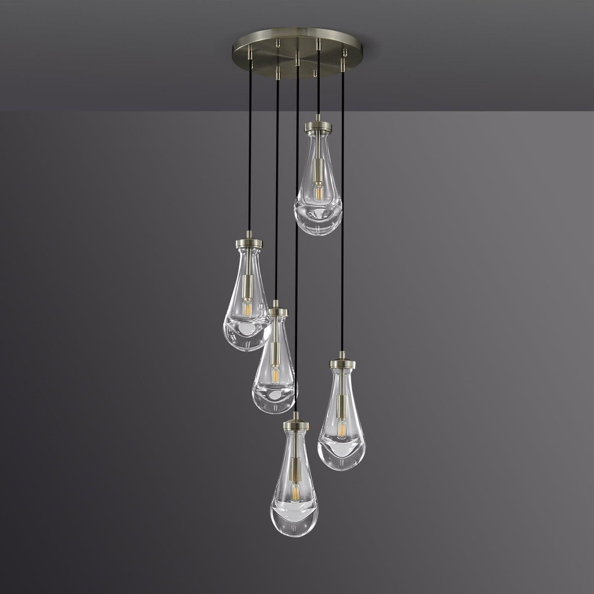 Raindrop Round Chandelier 5 Lights 14"D - view 4