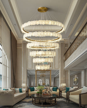 Tiered Circular Alabaster Chandelier - view 3