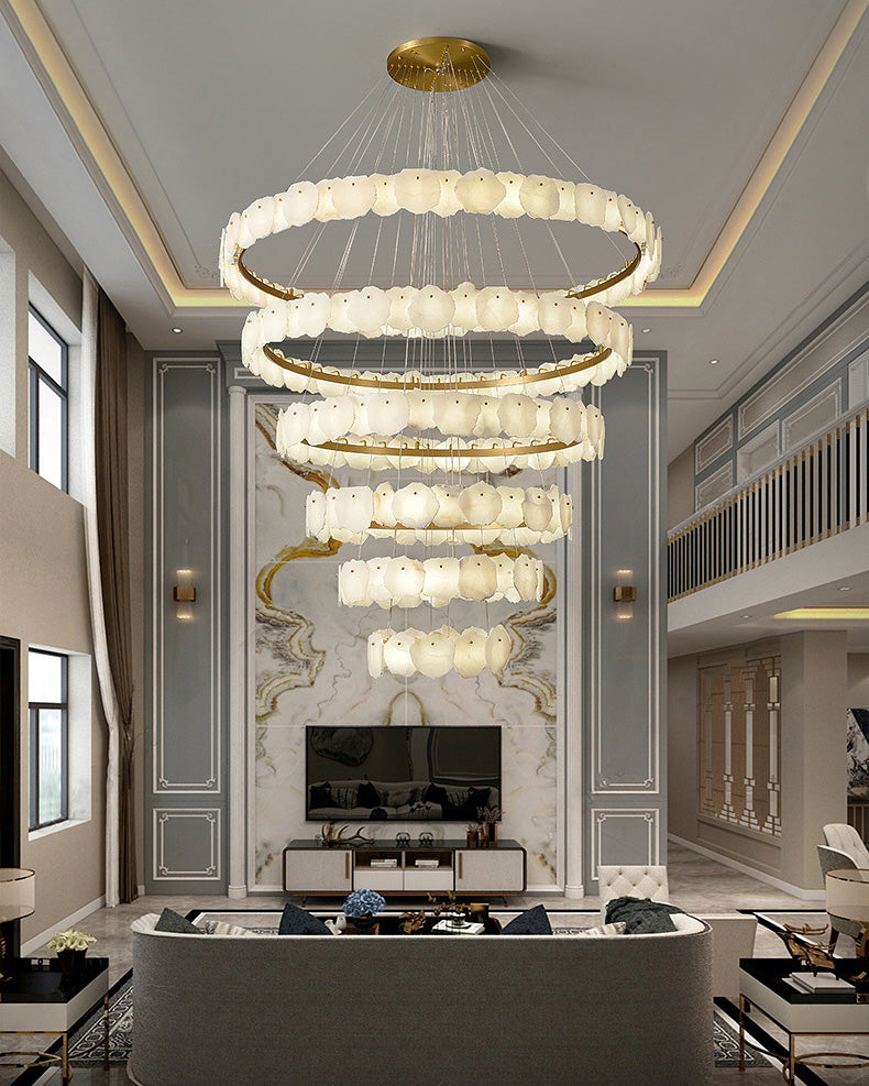 Tiered Circular Alabaster Chandelier - view 5