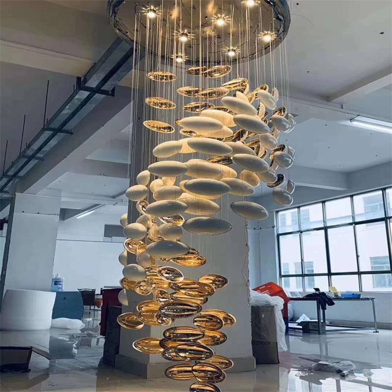 Modern Artistic Unique Golden Dragon Egg Pendant Ceiling Light Fixture for Staircase/ Sales Center/ Hotel - view 2