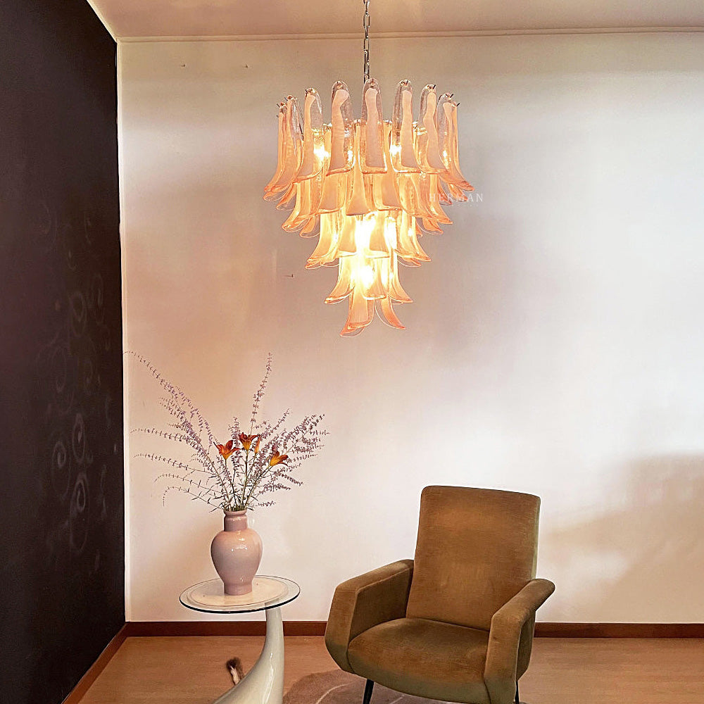Murano-Style Chandelier – 52 petals – Pink