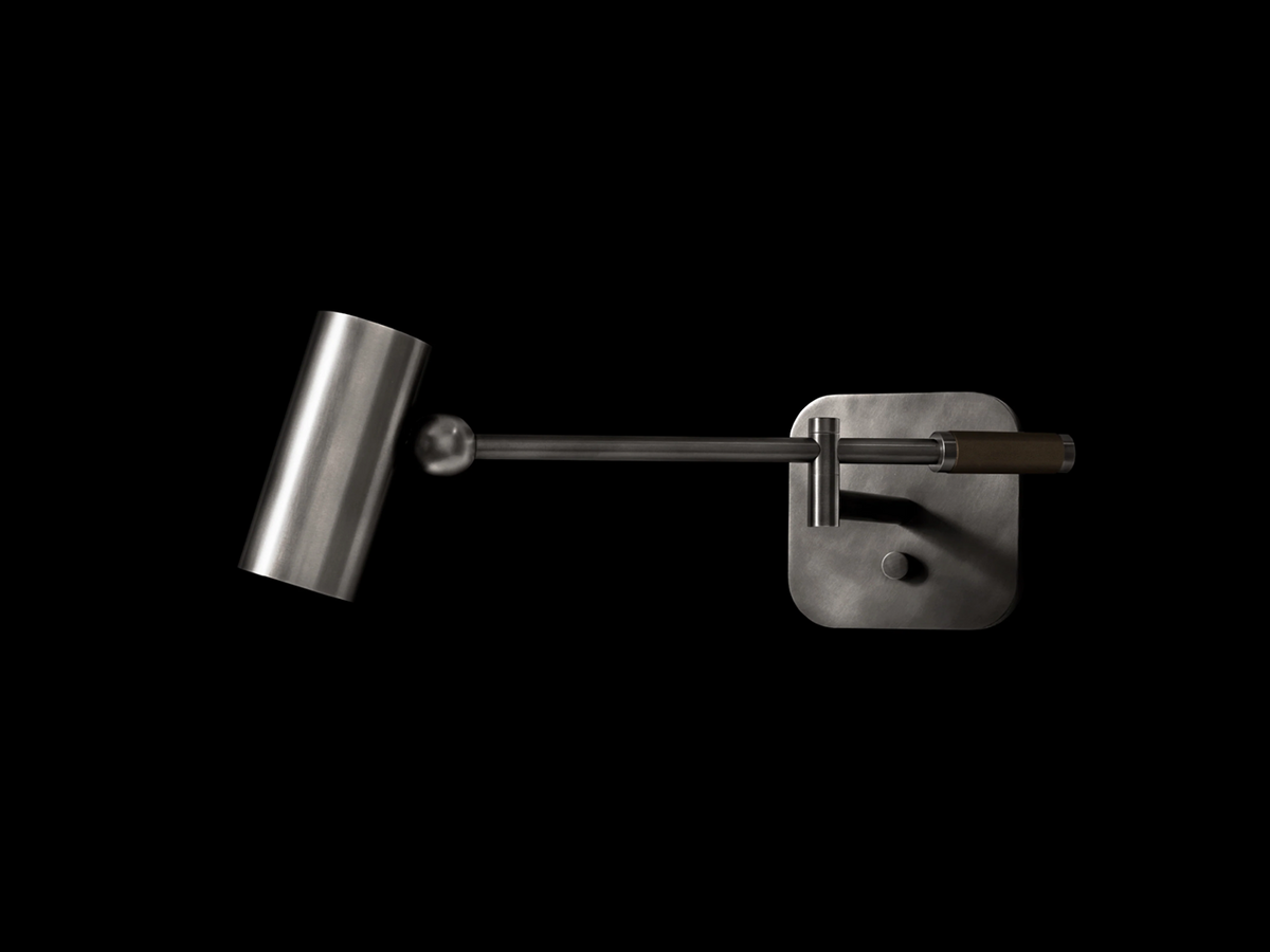 CYLINDER READING SCONCE H6.5" x W6.5” x D21", brass wall sconce