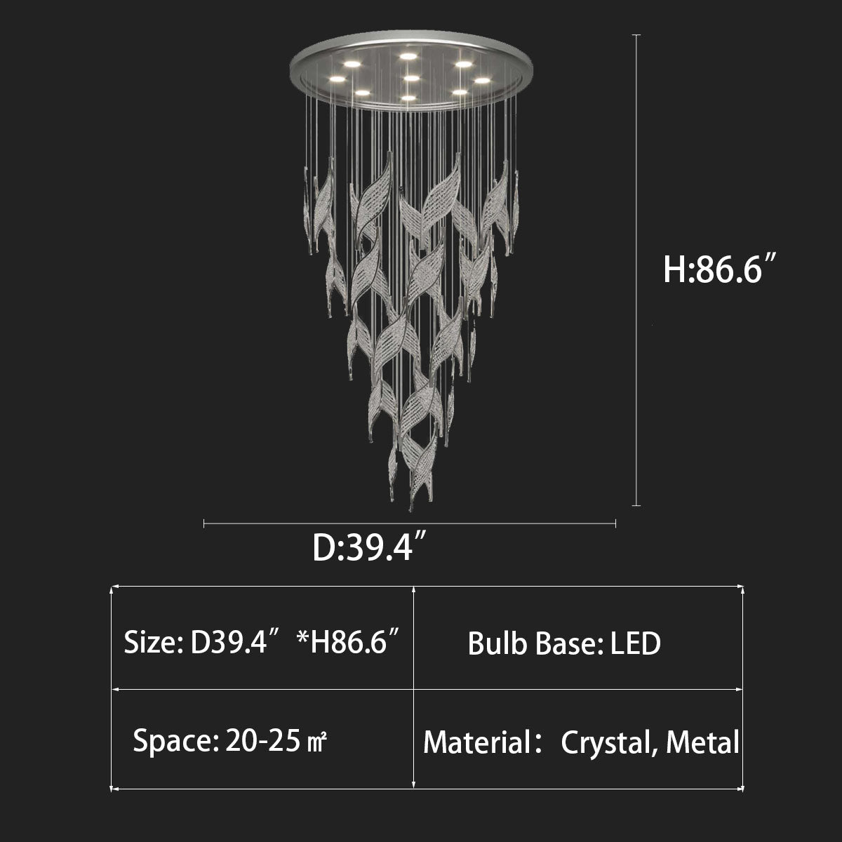 Modern Light Luxury Multi-layered Openwork Leaf Crystal Chandelier for Living Room/ Staircase/Duplex - view 6