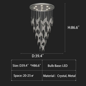 Modern Light Luxury Multi-layered Openwork Leaf Crystal Chandelier for Living Room/ Staircase/Duplex - view 6