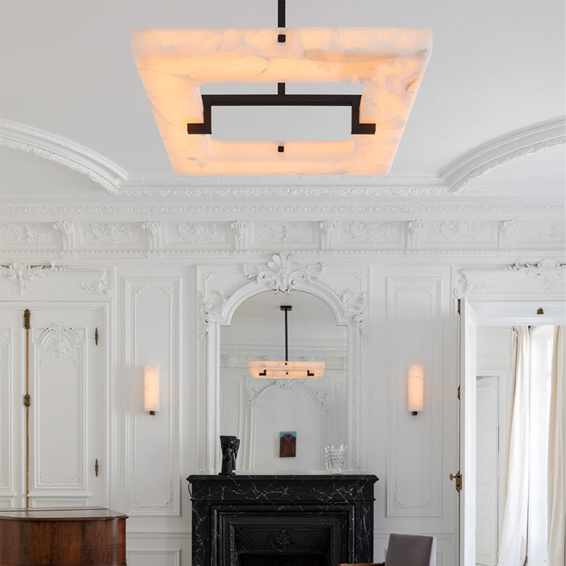 Amelia Square Alabaster Living Room Chandelier, in black - view 6