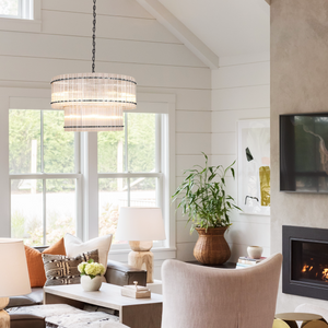Laina Round Ribbed Glass Chandelier - view 10