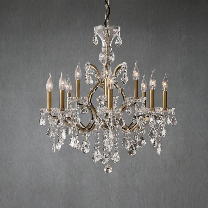 19th C. Rochelle Iron & Crystal Round Chandelier 28" - view 2