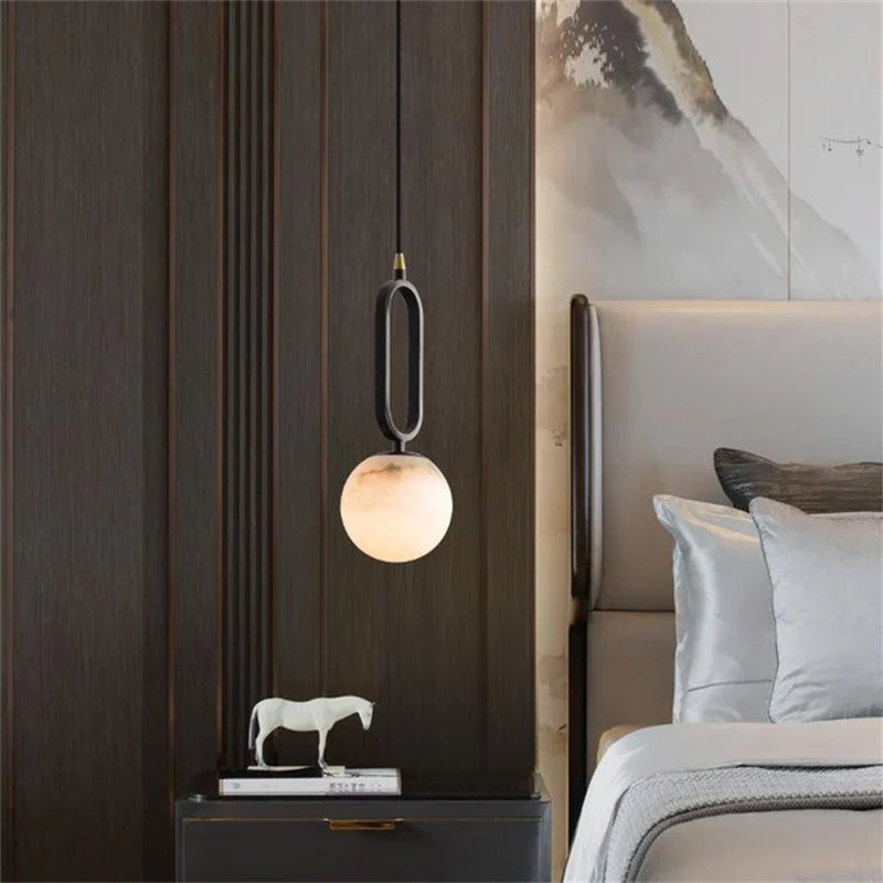 Phoenix Alabaster Sphere Pendant Light,  Modern Pendant Lighting - view 2