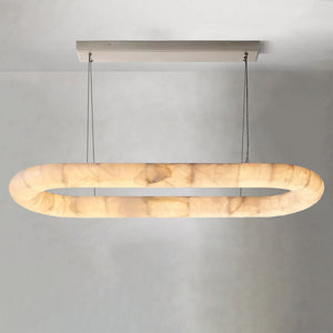 Riora Lisse Alabaster Oval Chandelier 57" 74" - view 2
