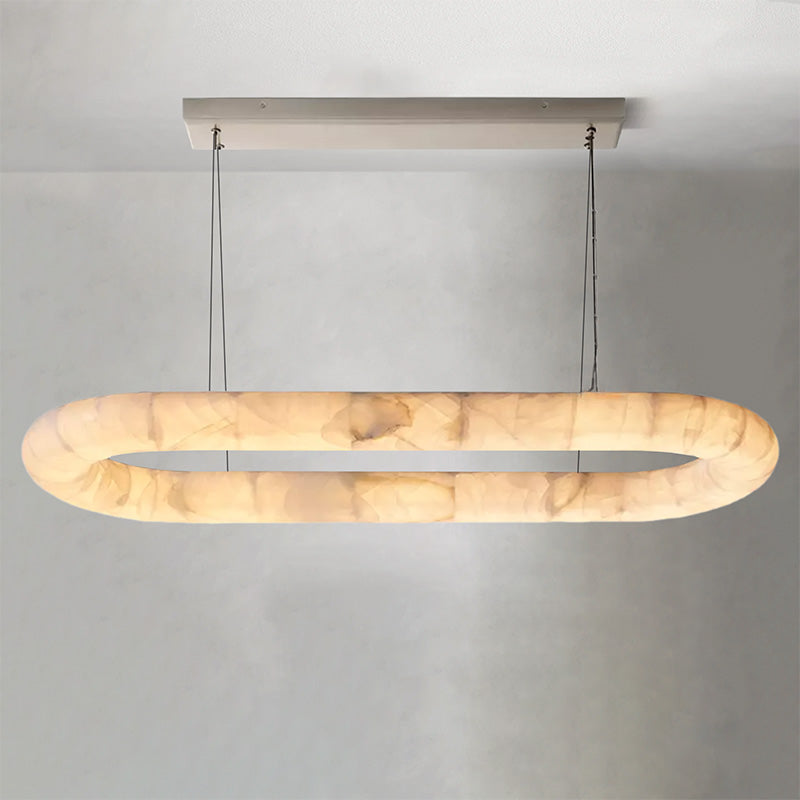 Riora Lisse Alabaster Oval Chandelier 57" 74" - view 2