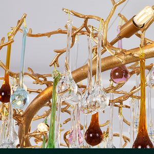 Avis Colorful Crystal Raindrop Branch Chandelier