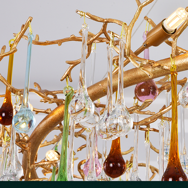 Avis Colorful Crystal Raindrop Branch Chandelier