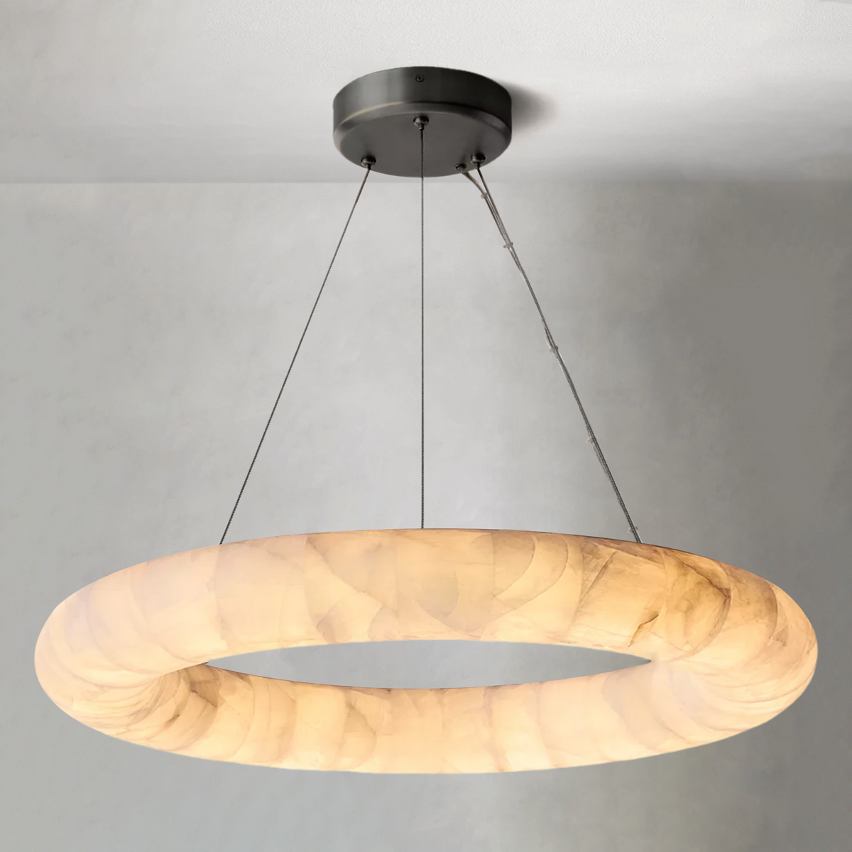 Riora Lisse Alabaster Round Chandelier 31" 41" 61"D - view 4